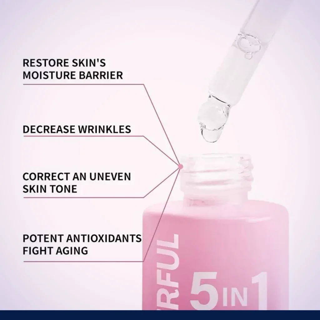 Farjun 5 In 1 Facial Skin Care Serum, Face Serum With 5% Niacinamide, 10% Vitamin C, Vitamin E 30%, Collagen, Anti-Aging and Whitening